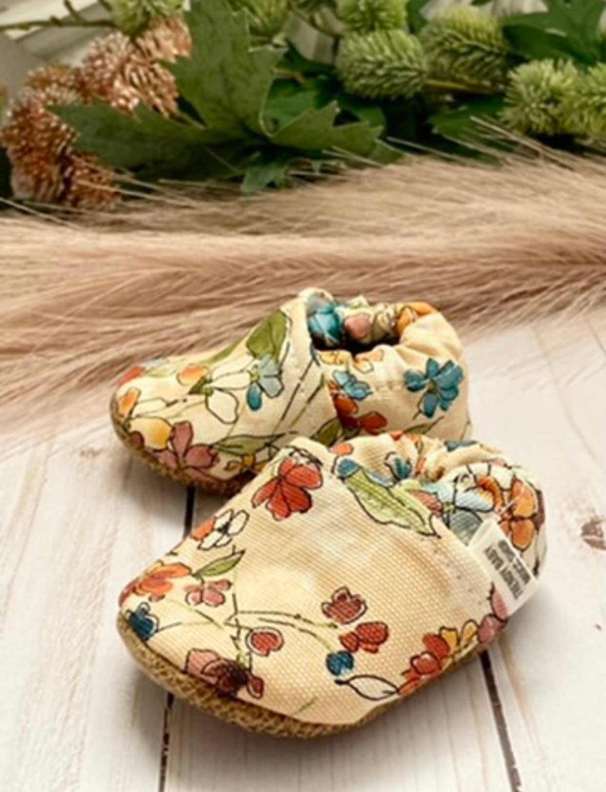 Vintage Floral Baby Moccasins