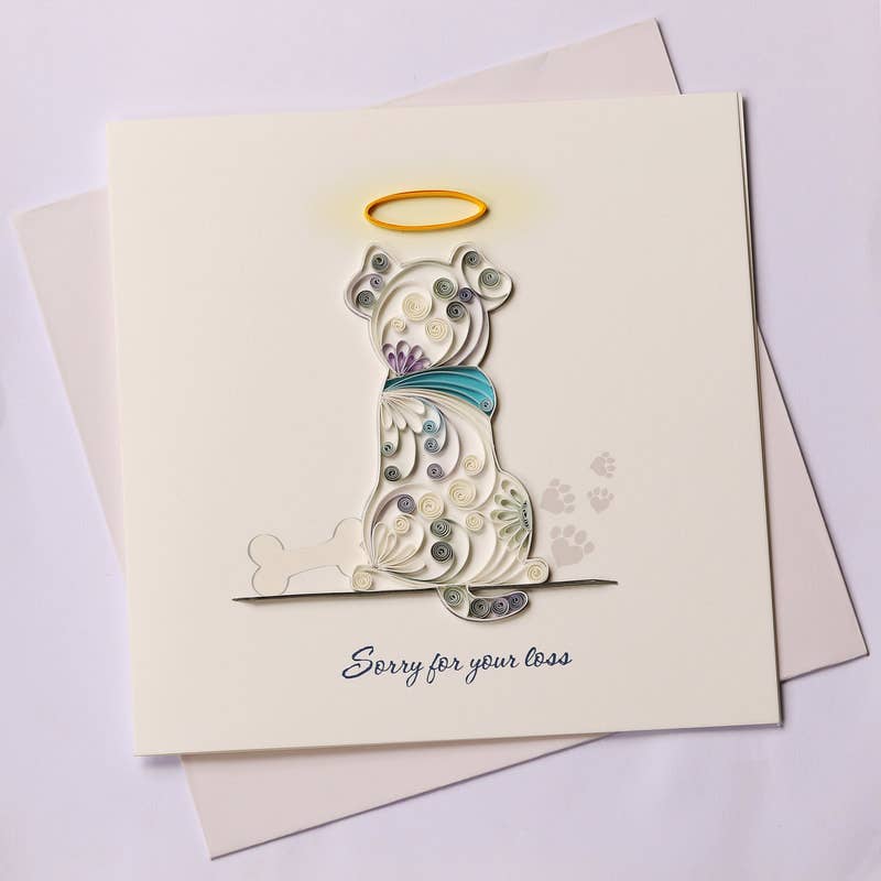 Sympathy Dog Quilled Card