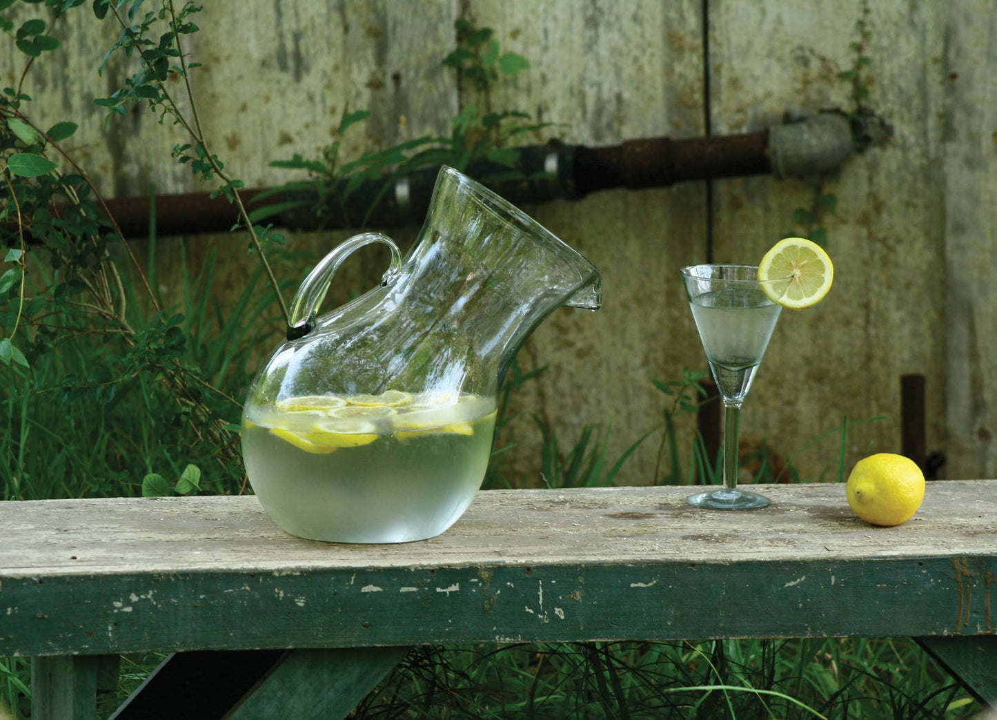 TILTED GLASS PITCHER