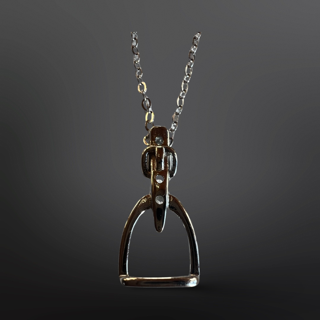 English Saddle Stirrup Iron Sterling Silver Necklace