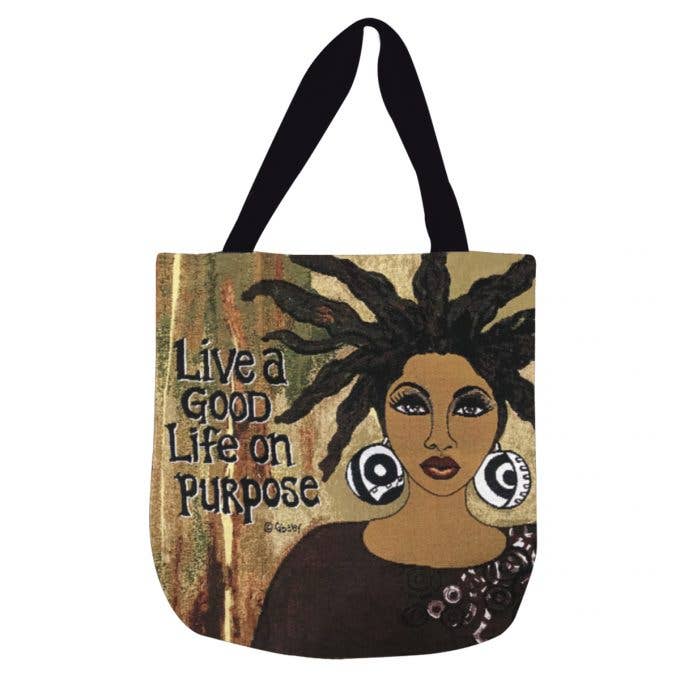 Woven Tote Bag "Live A Good Life On Purpose"