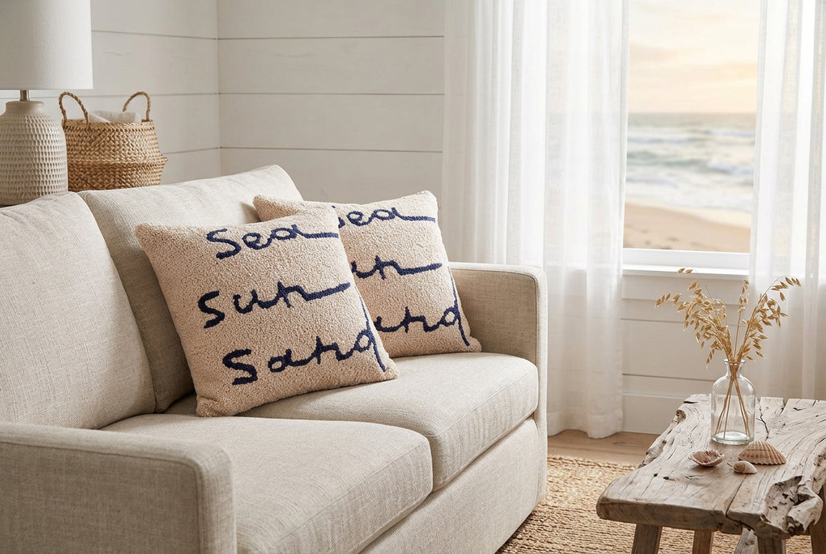Sea Sand Sun Hooked Pillow