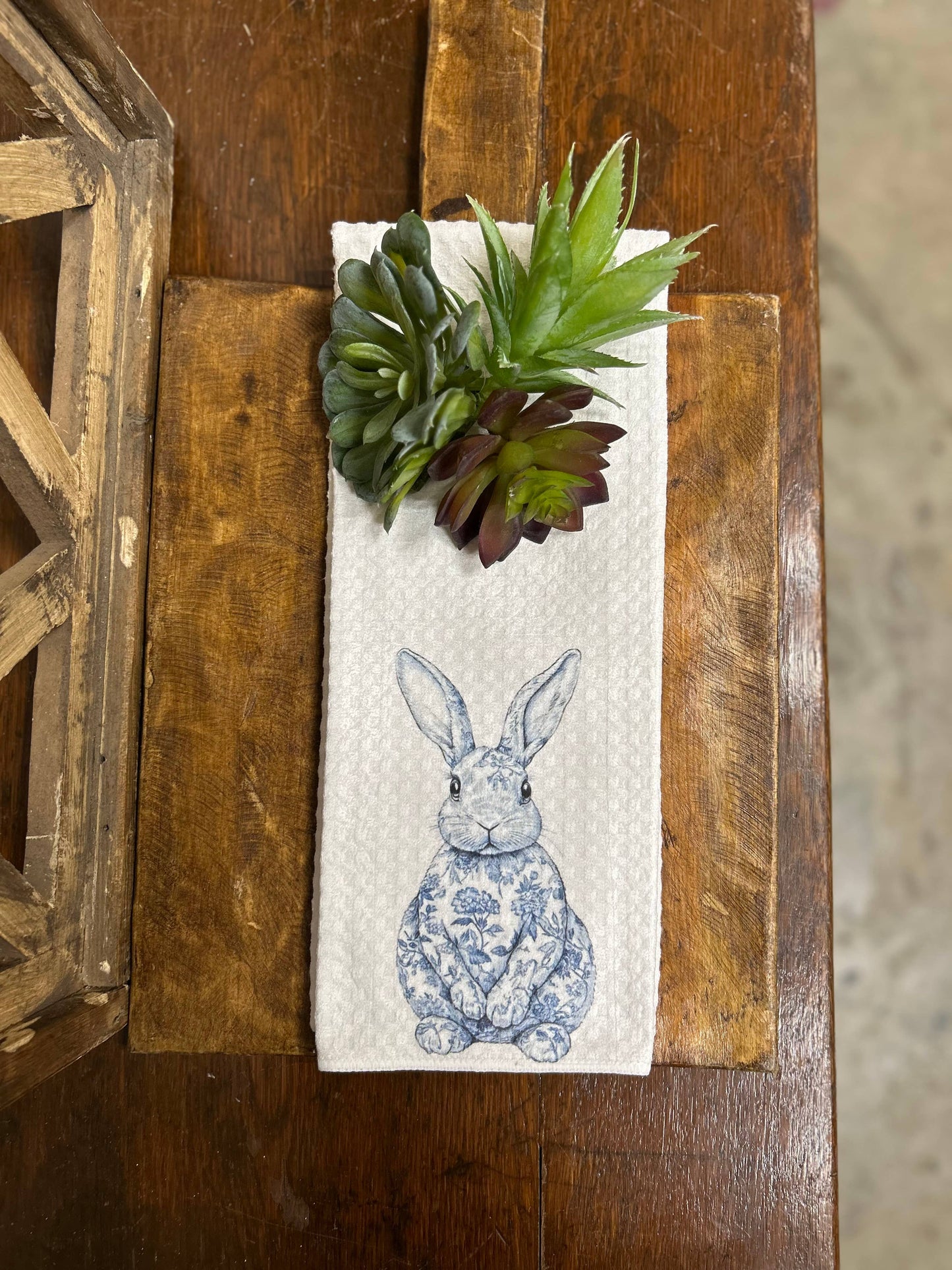 Blue Chinoiserie Bunny Towel