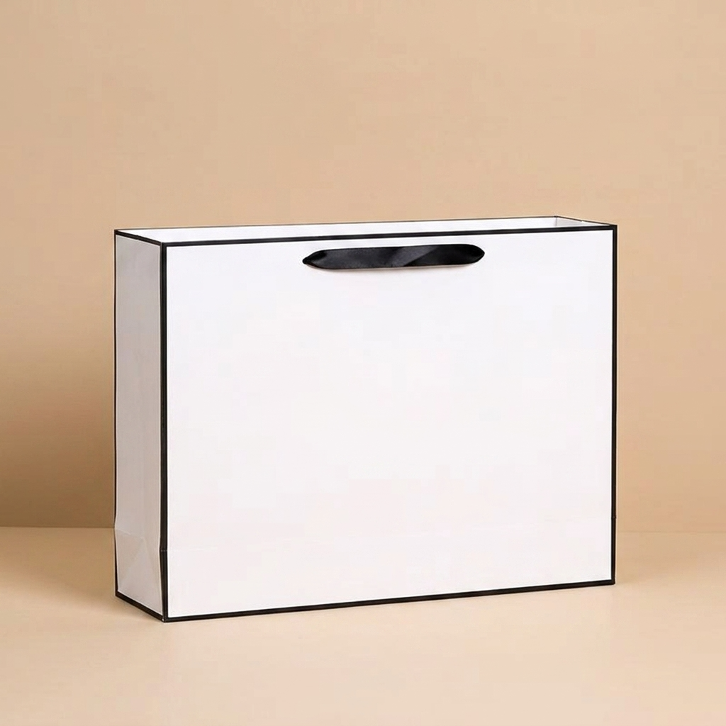 White with Black Border Paper Gift Bag