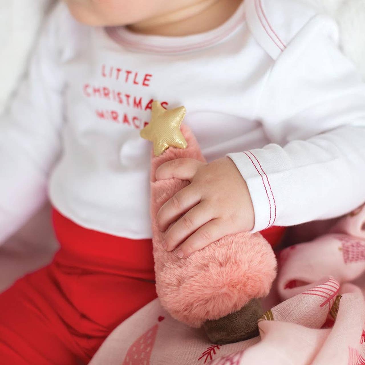 Swaddles and Plush Rattle - Pink Tree