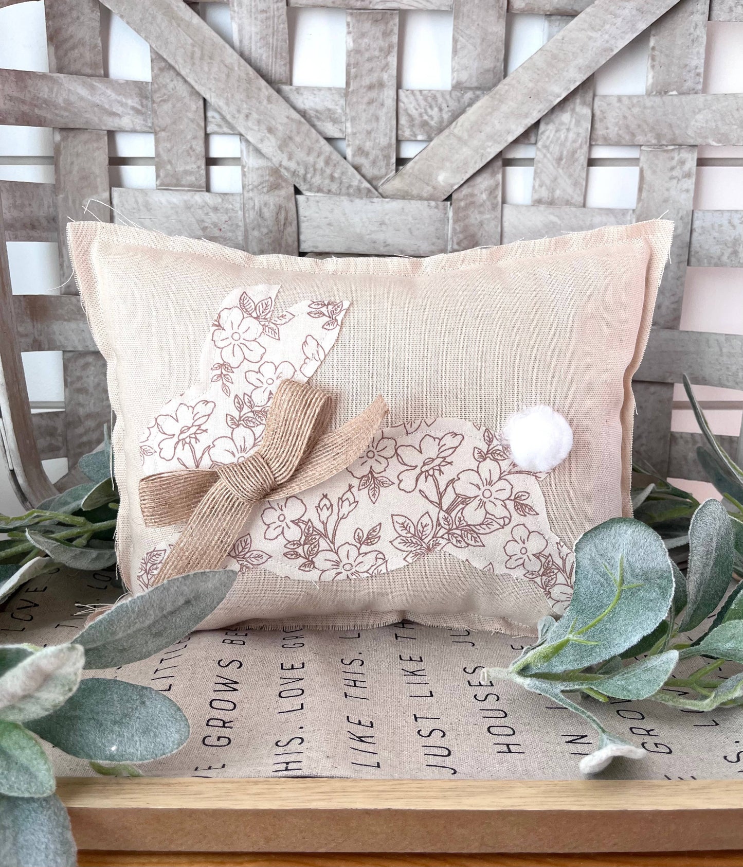 Primitive Farmhouse Easter Spring Bunny Pillow-Vintage-3Pack