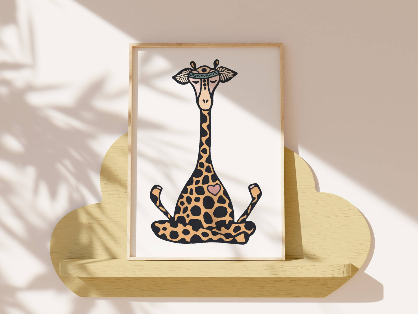 Lotus Giraffe Art Print, Yoga Wall Art
