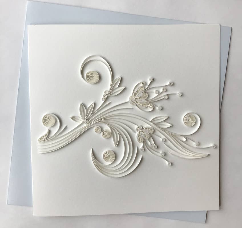 White Floral Quilled Card