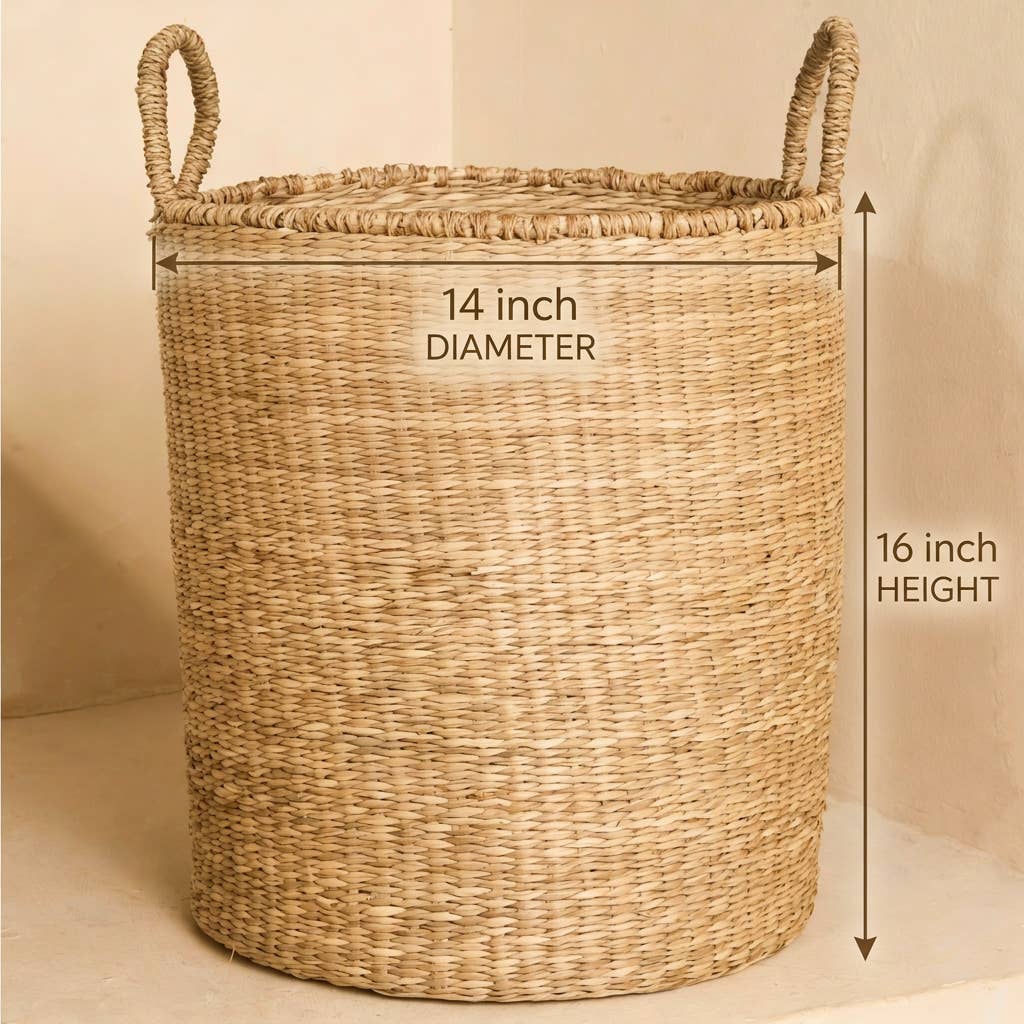 Classic Seagrass Floor Basket with Handles