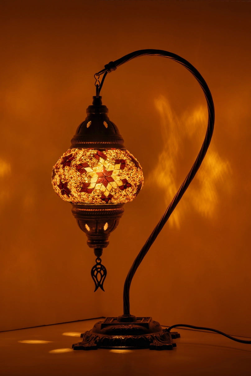 Mosaic Swan Neck Turkish Lamp, Turkish Swan Lamp