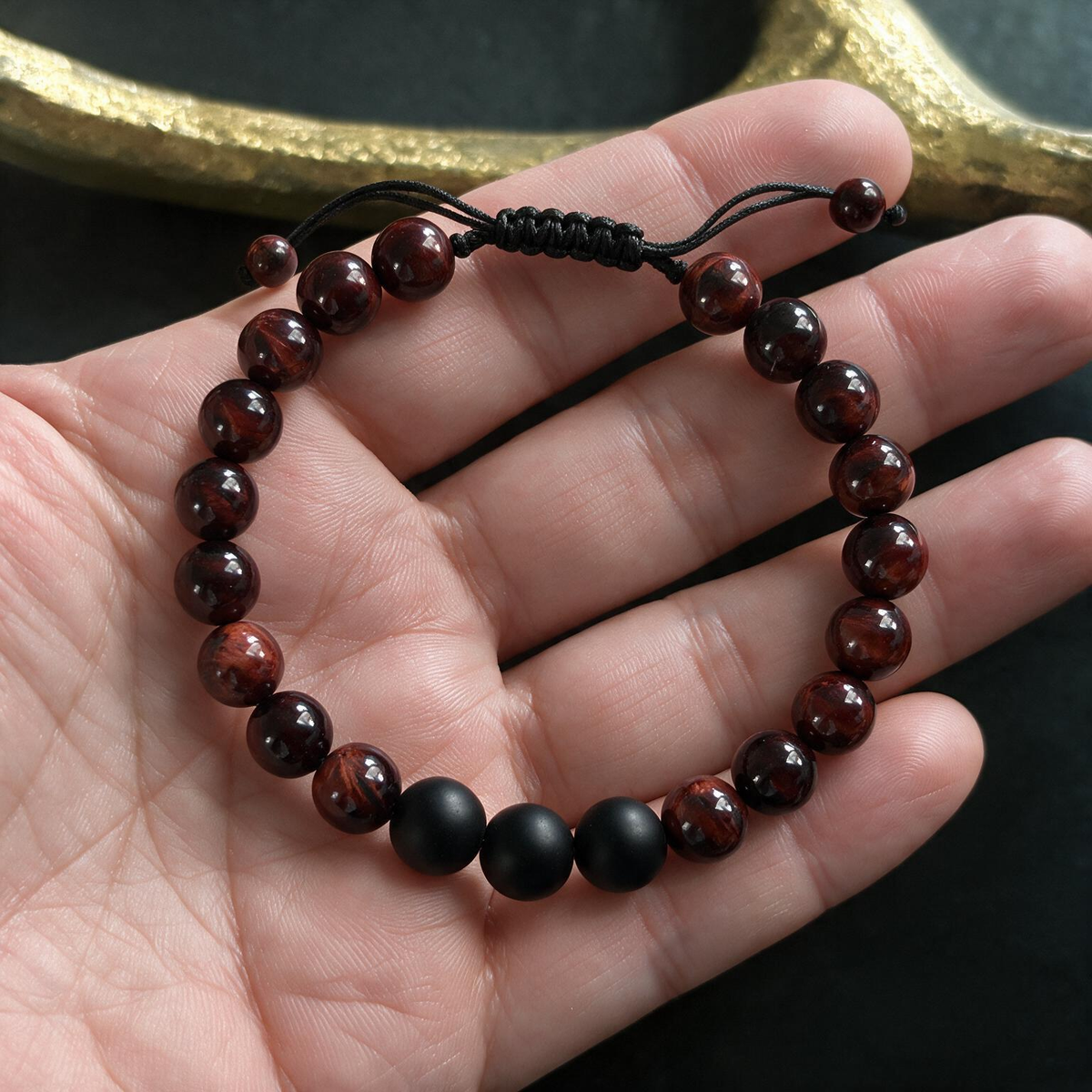 8mm Tiger Eye Obsidian Bracelet