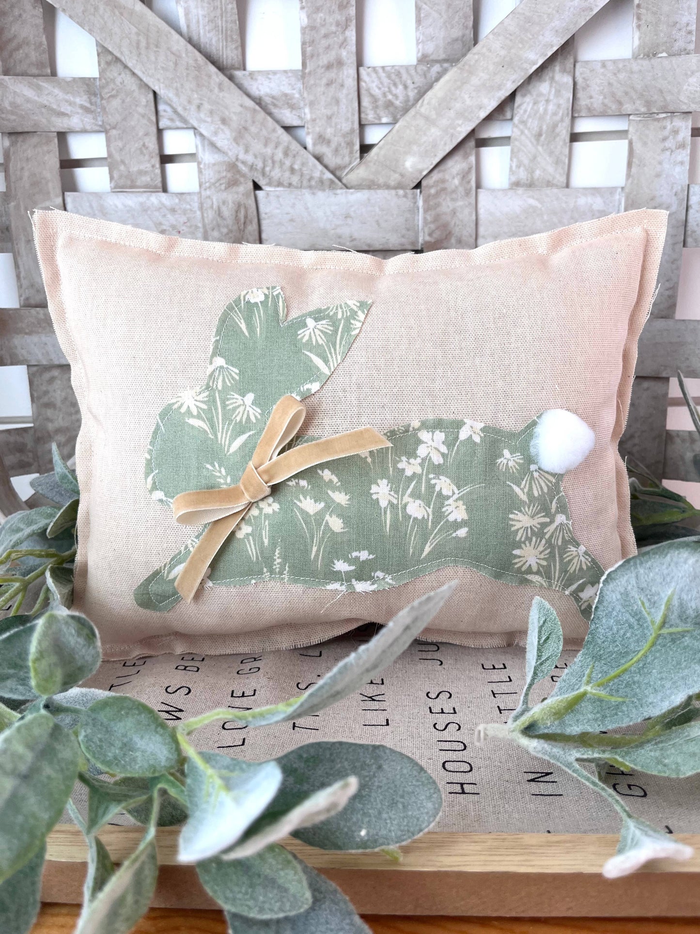 Primitive Farmhouse Easter Spring Bunny Pillow-Floral-3 Pack