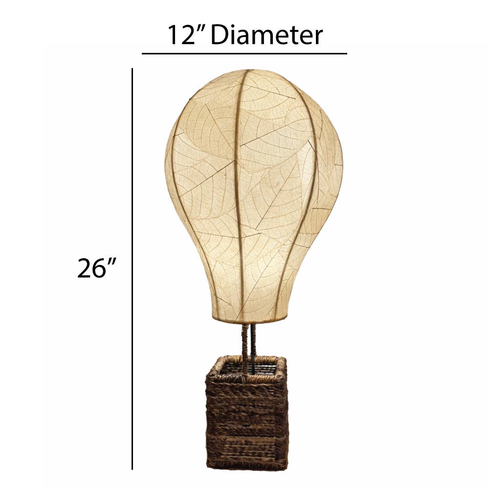 Hot Air Balloon Table Lamp Natural, Shade Made of Leaves