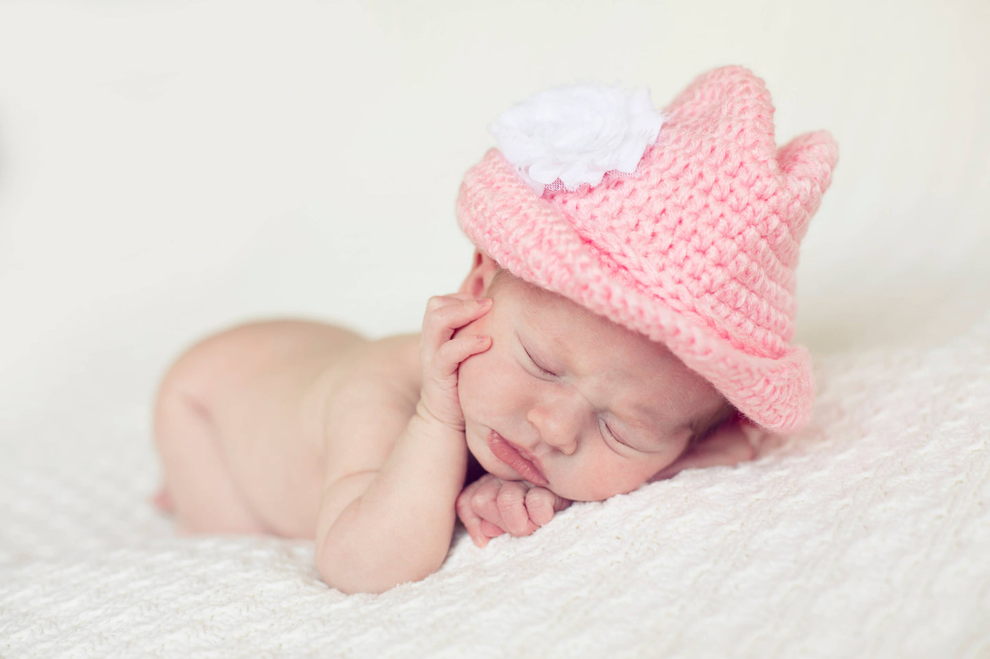 Crocheted Baby Cowbaby Hat ~ Brown or Pink