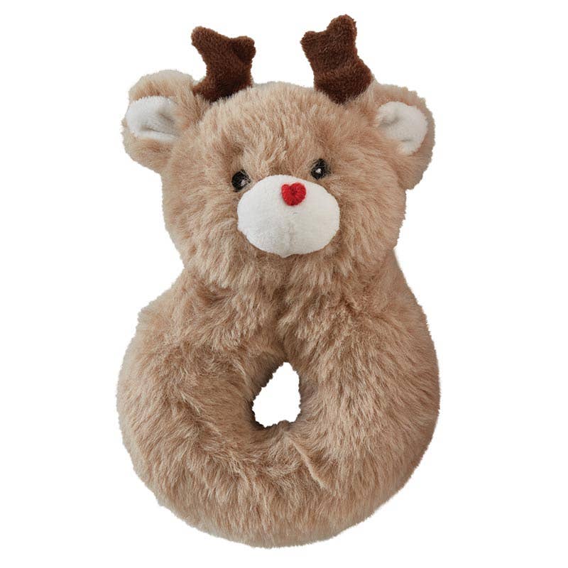 Swaddle Blanket and Plush Reindeer Rattle - Reindeer