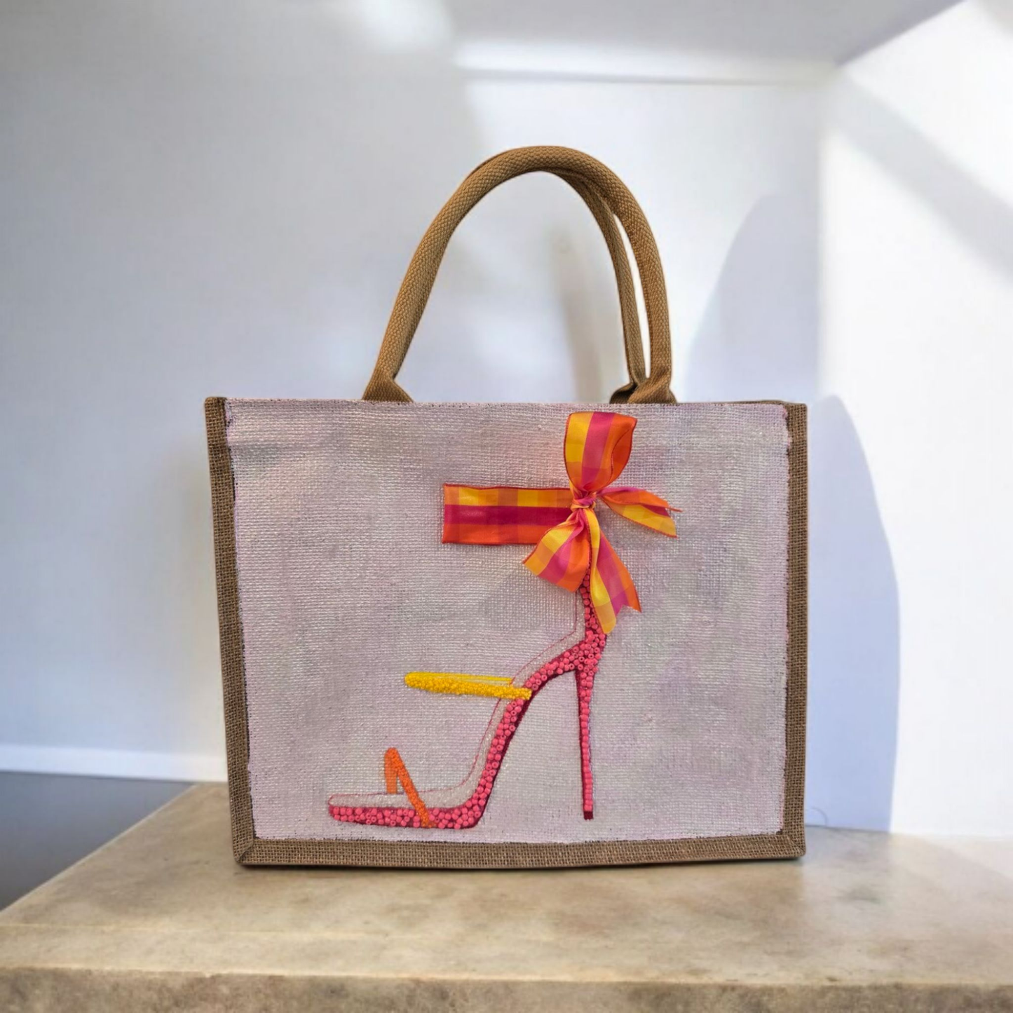 Pink Yellow and Orange High Heel Sandal Tote Bag