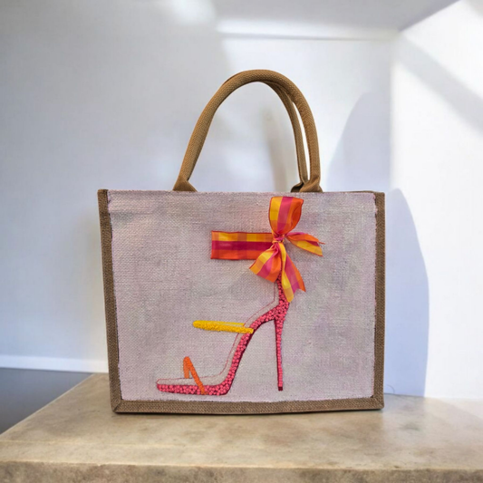 Pink Yellow and Orange High Heel Sandal Tote Bag
