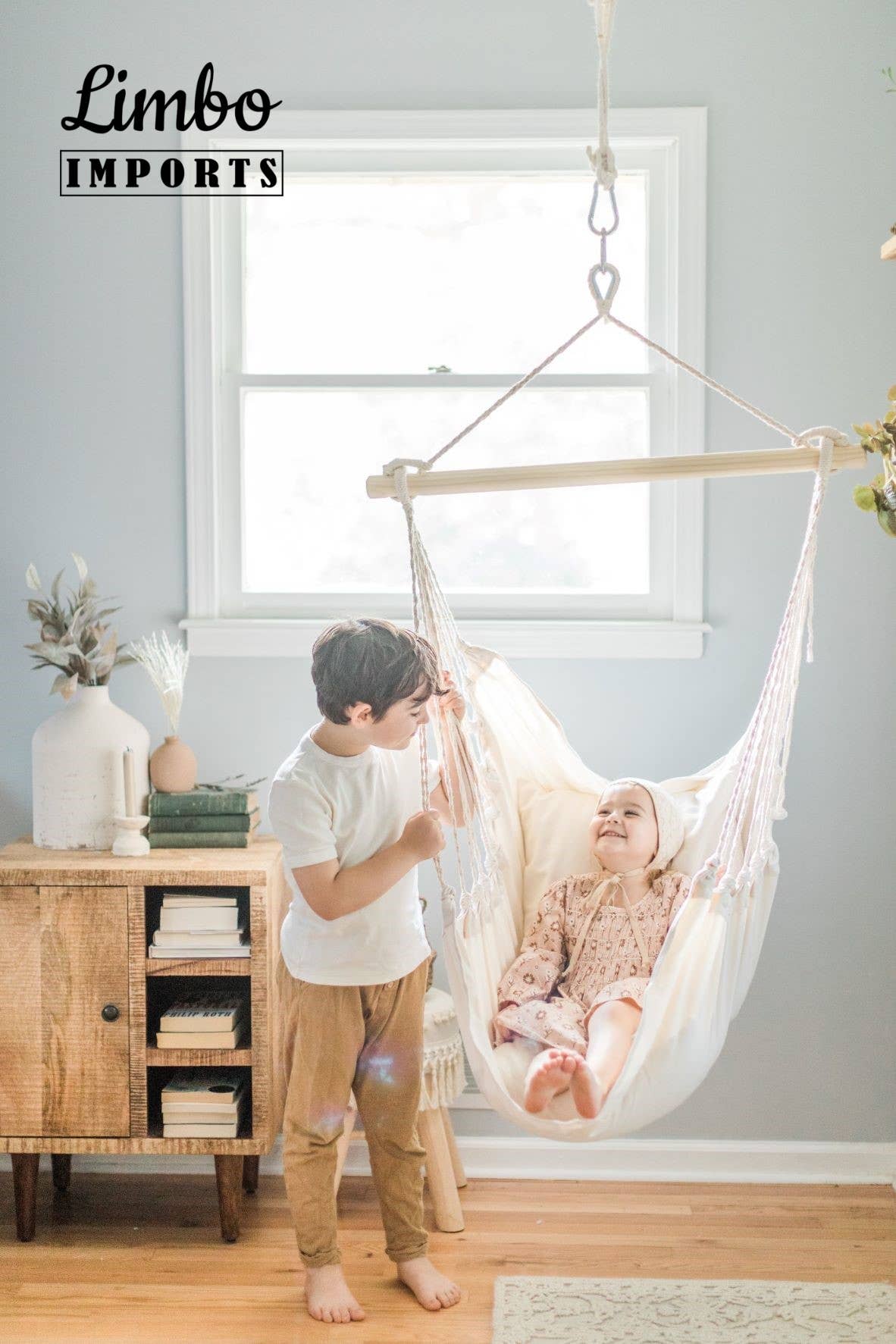 Small Hanging Hammock Swing Chair + 2 Pillow Covers Set
