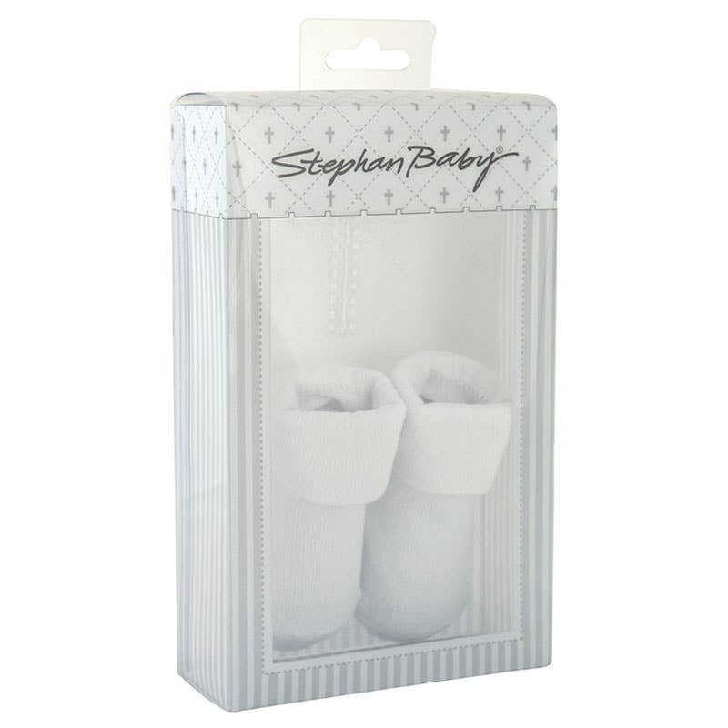 Embroidered Cross Bib & Lace Sock Set