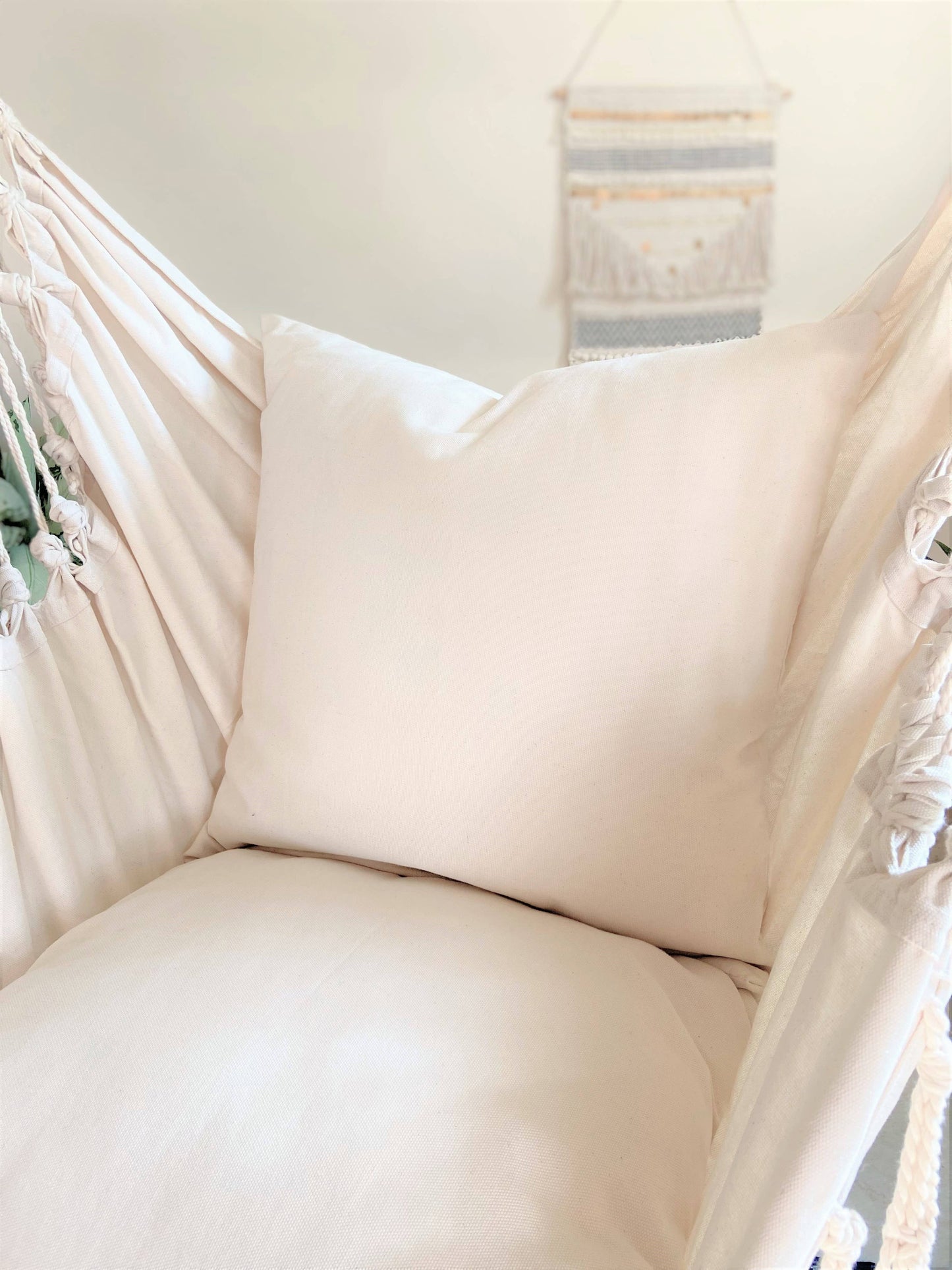 Small Hanging Hammock Swing Chair + 2 Pillow Covers Set