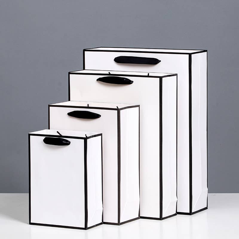 White with Black Border Paper Gift Bag