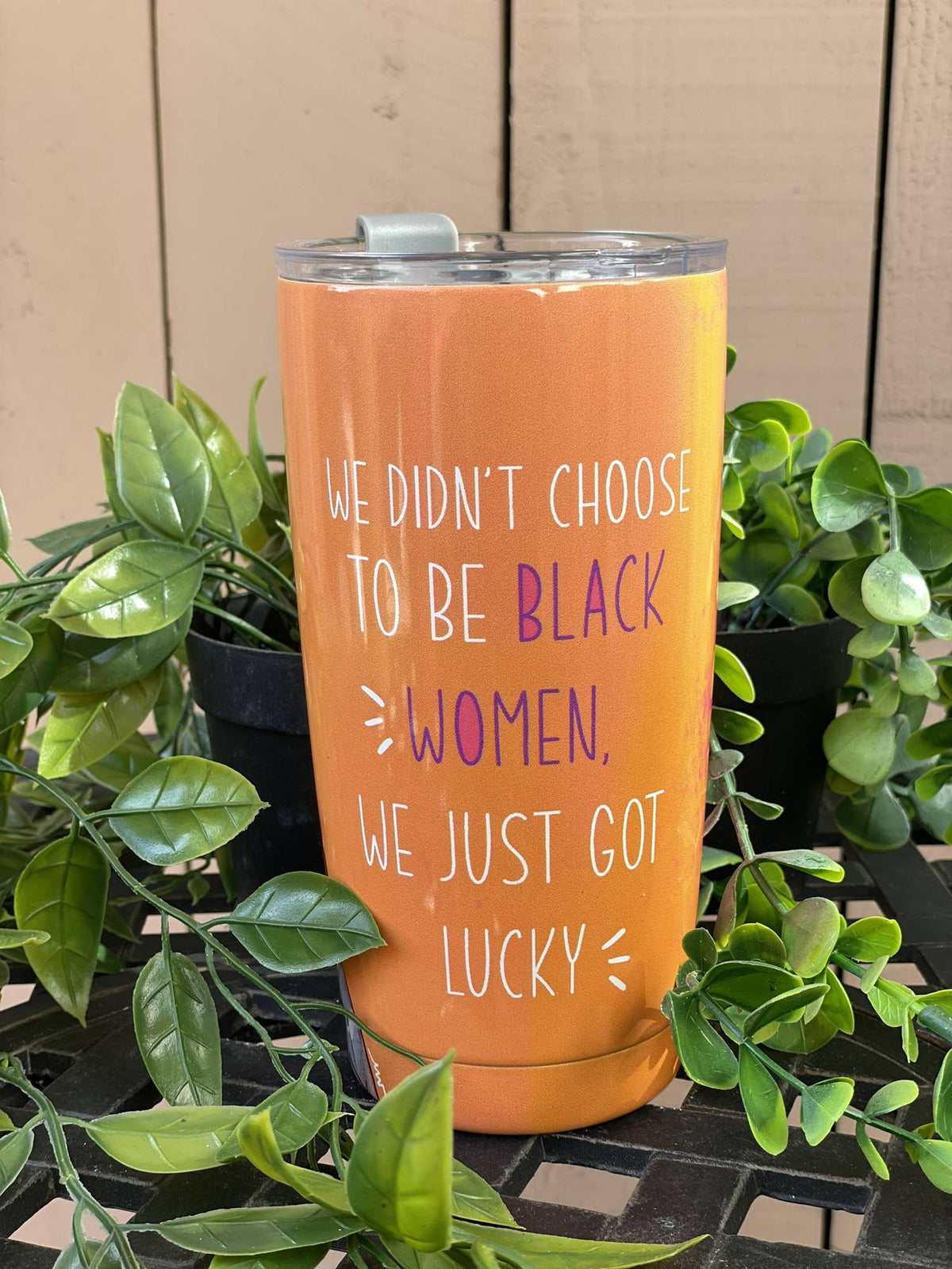 Stainless Steel Travel Tumbler "We're Lucky"