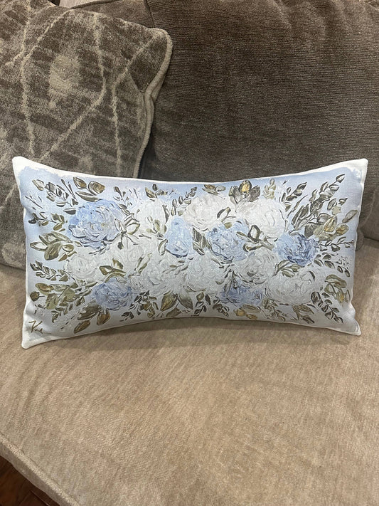 Blue & White Hydrangeas Lumbar Pillow