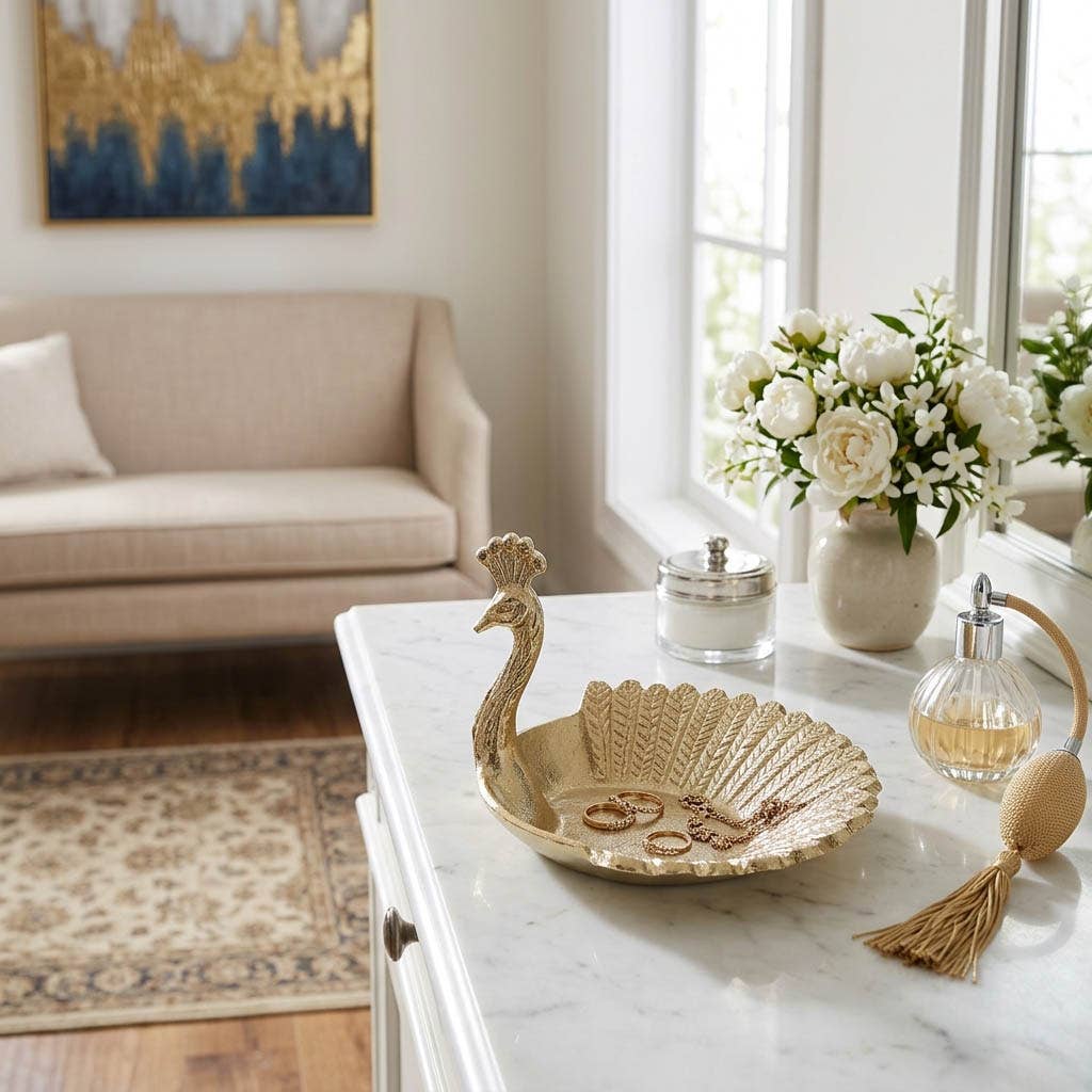 Gold Metal Peacock Dish