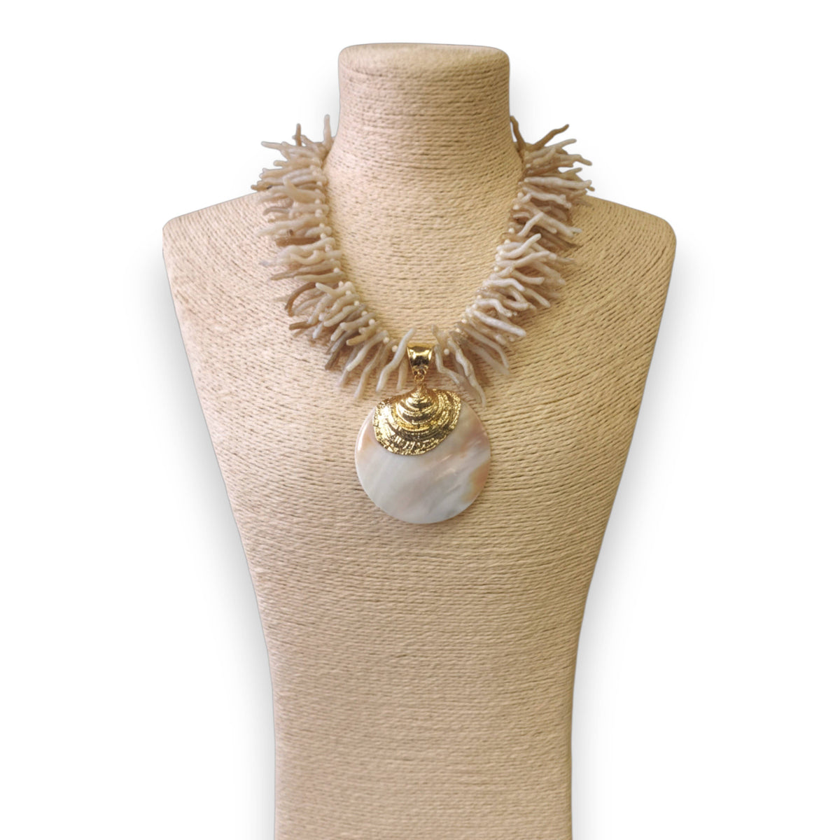 White Coral Branch Shell Necklace