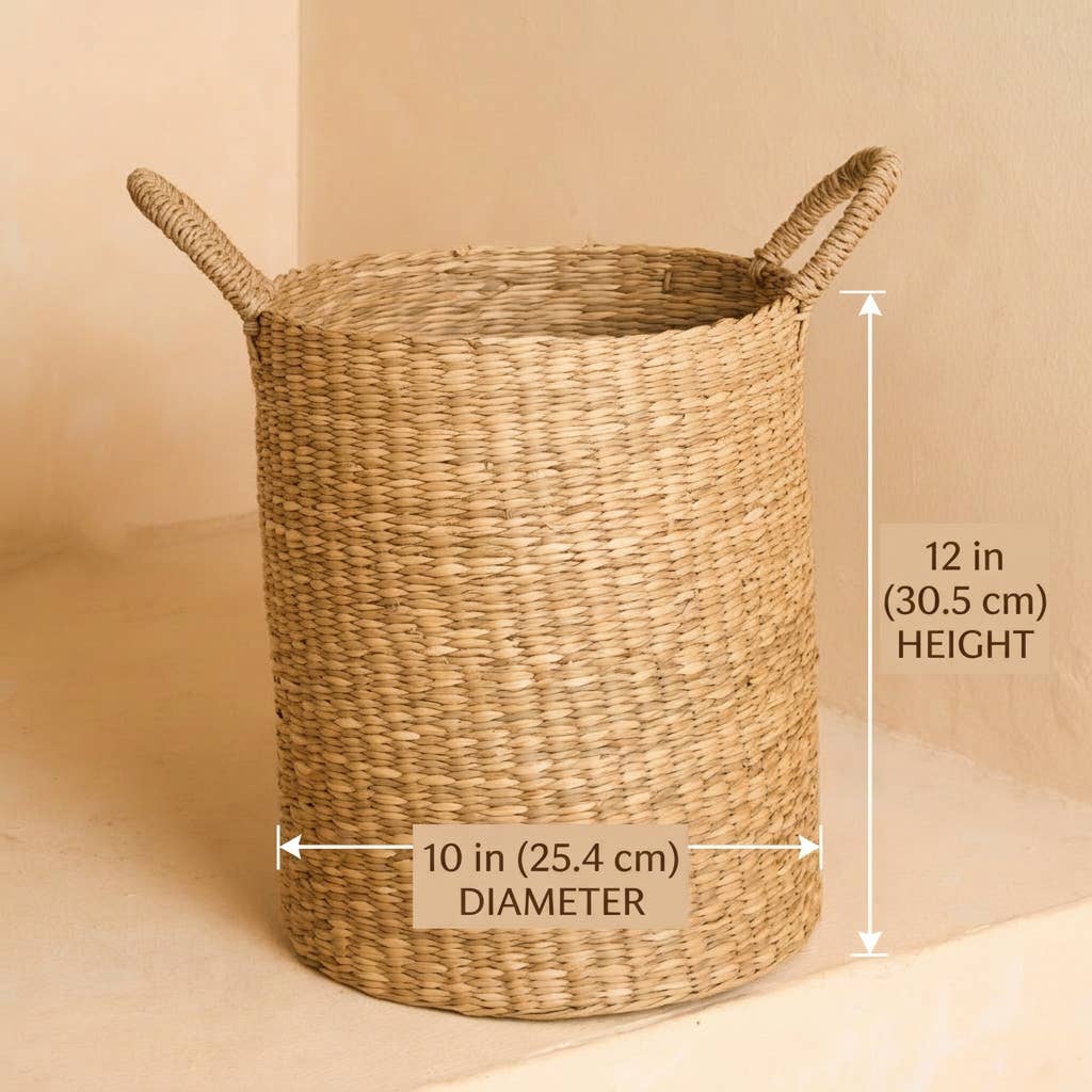 Classic Seagrass Floor Basket with Handles