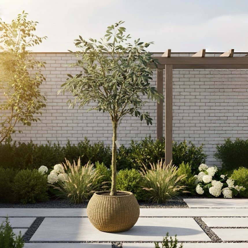 Artisan Olive Tree | Natural Wood Trunk & Mediterranean 6'