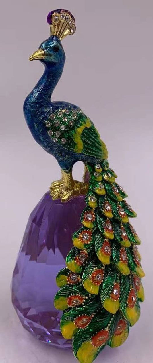 Jeweled Peacock on Crystal Ball