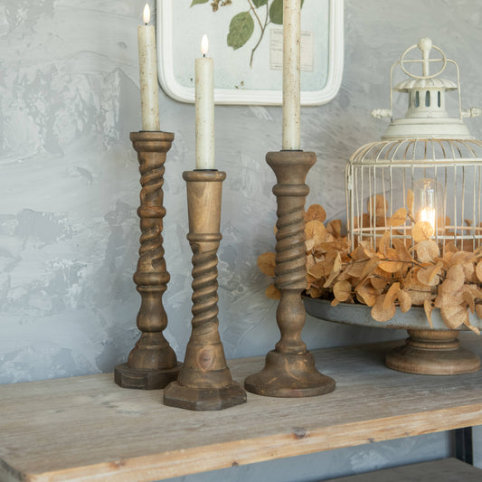 SPINDLE TAPER CANDLESTICKS TRIO
