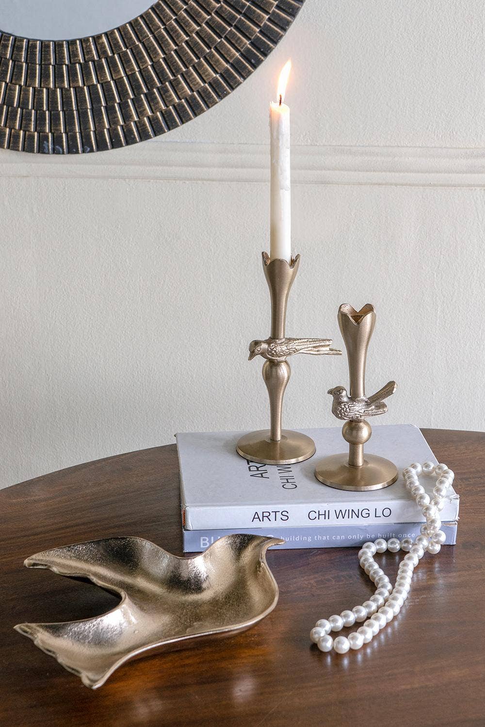 Decorative Dove Tray w/ Metallic Gold Finish