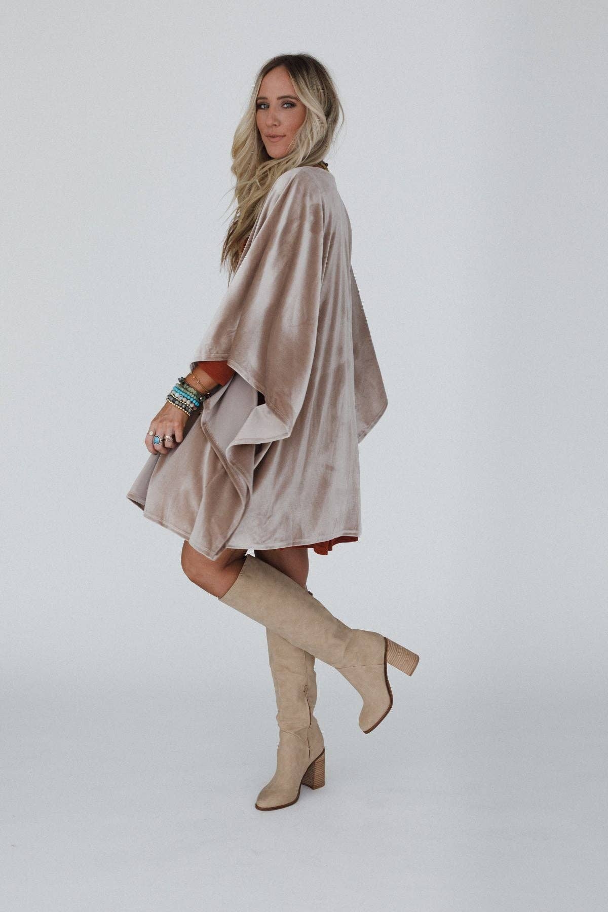 Savoy Velvet Kimono - Taupe