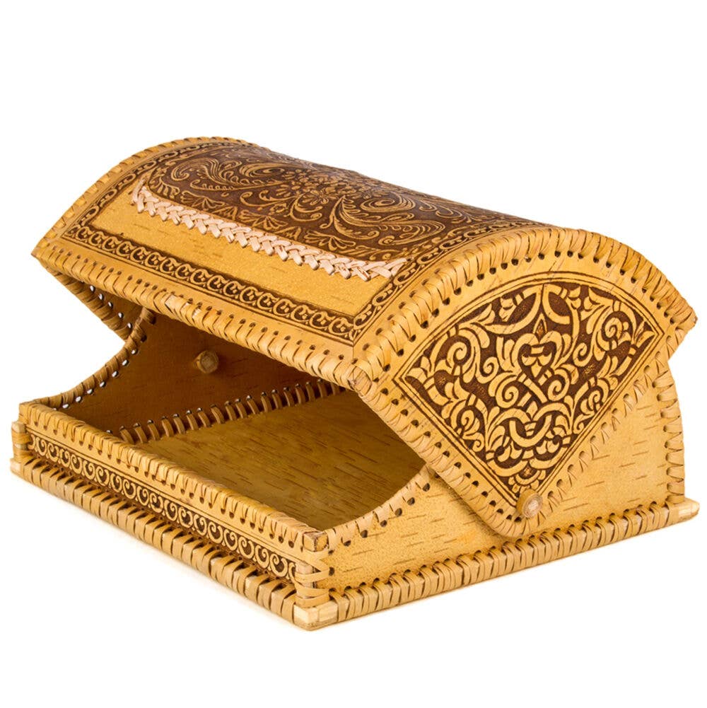 Birch Bark Flower Ornamental Bread Box