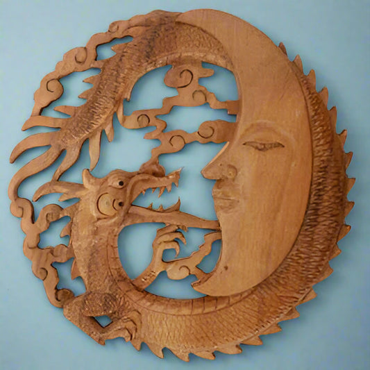 Moon Dragon Wood Plaque