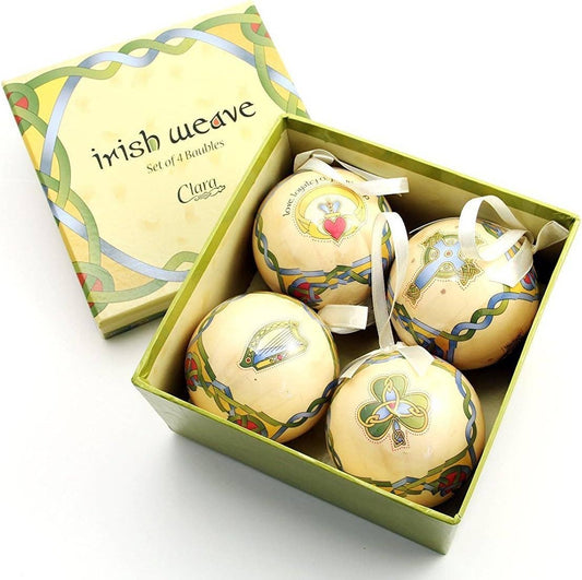 Irish Symbols Designed Christmas Baubles Set of 4