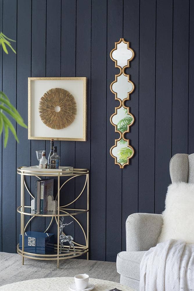 Gold Narrow Four Tiered Wall Mirror