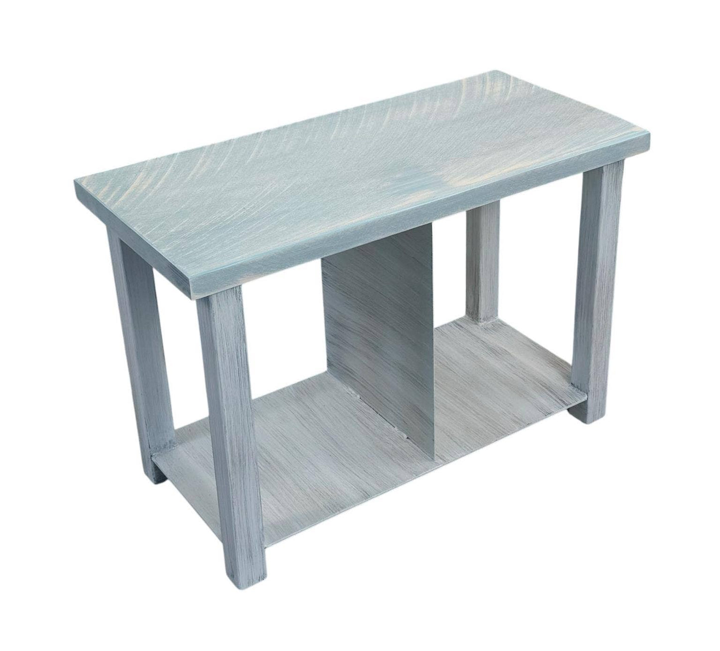 Coastal Blue Rough Sawn Bench with Cubby