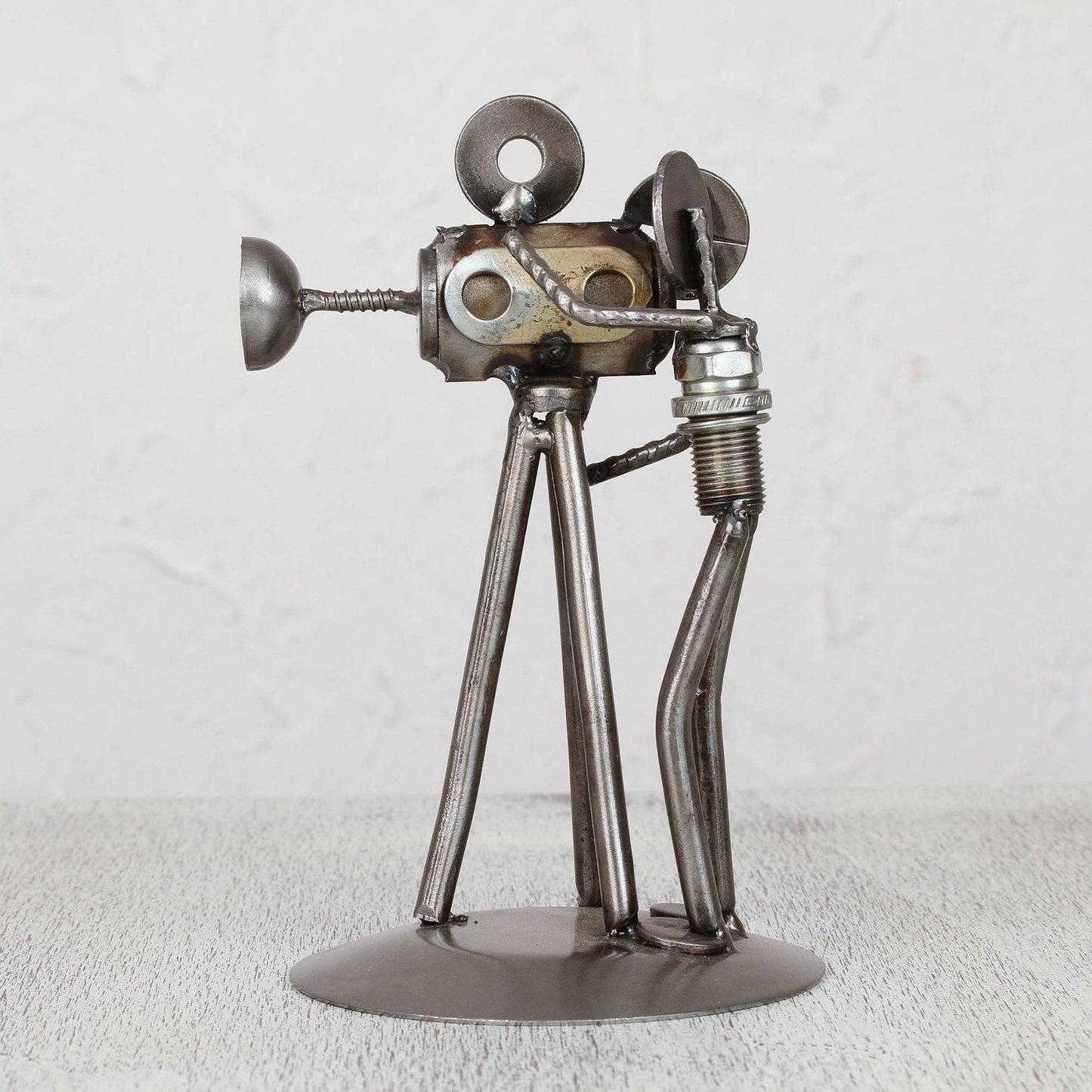 Handmade Rustic Camera Man Iron Statuette