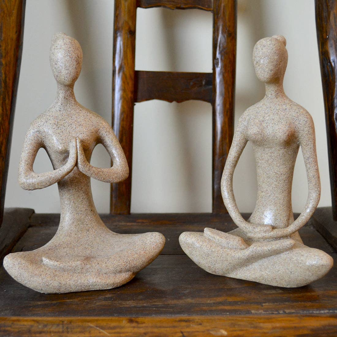 Sandstone Yoga Statue – Meditative Prayer