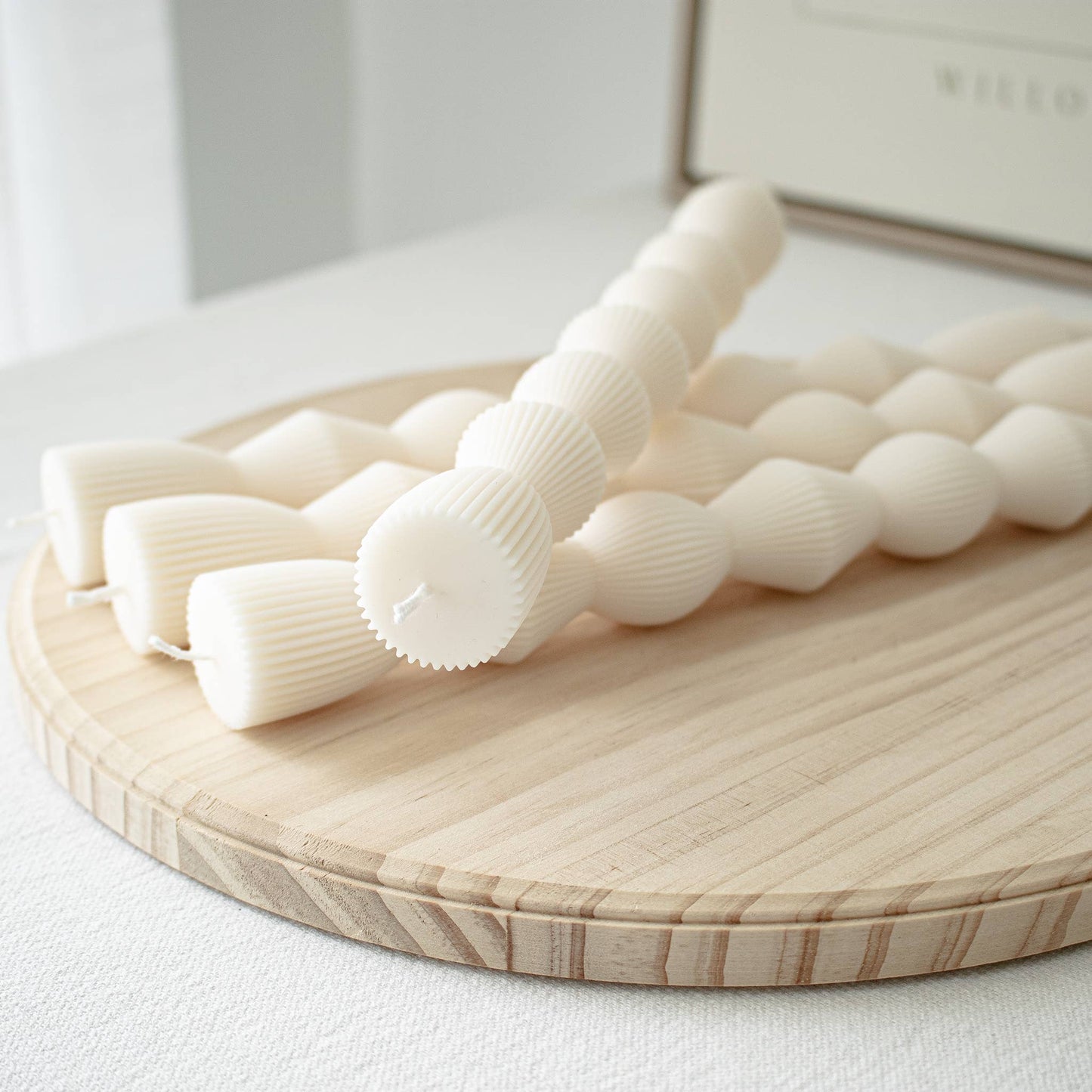 Ribbed Hourglass Taper Candles- Set of two