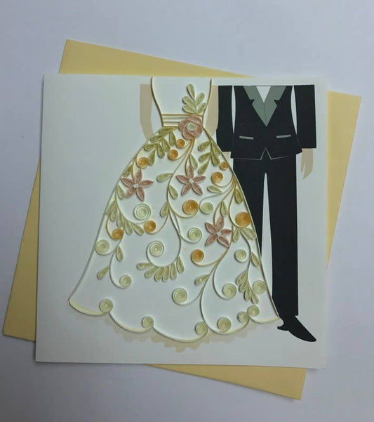 Bride & Groom Wedding Quilled Card