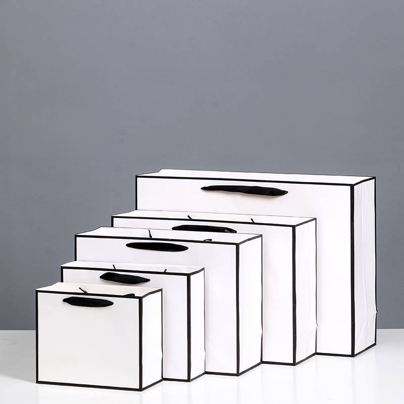 White with Black Border Paper Gift Bag