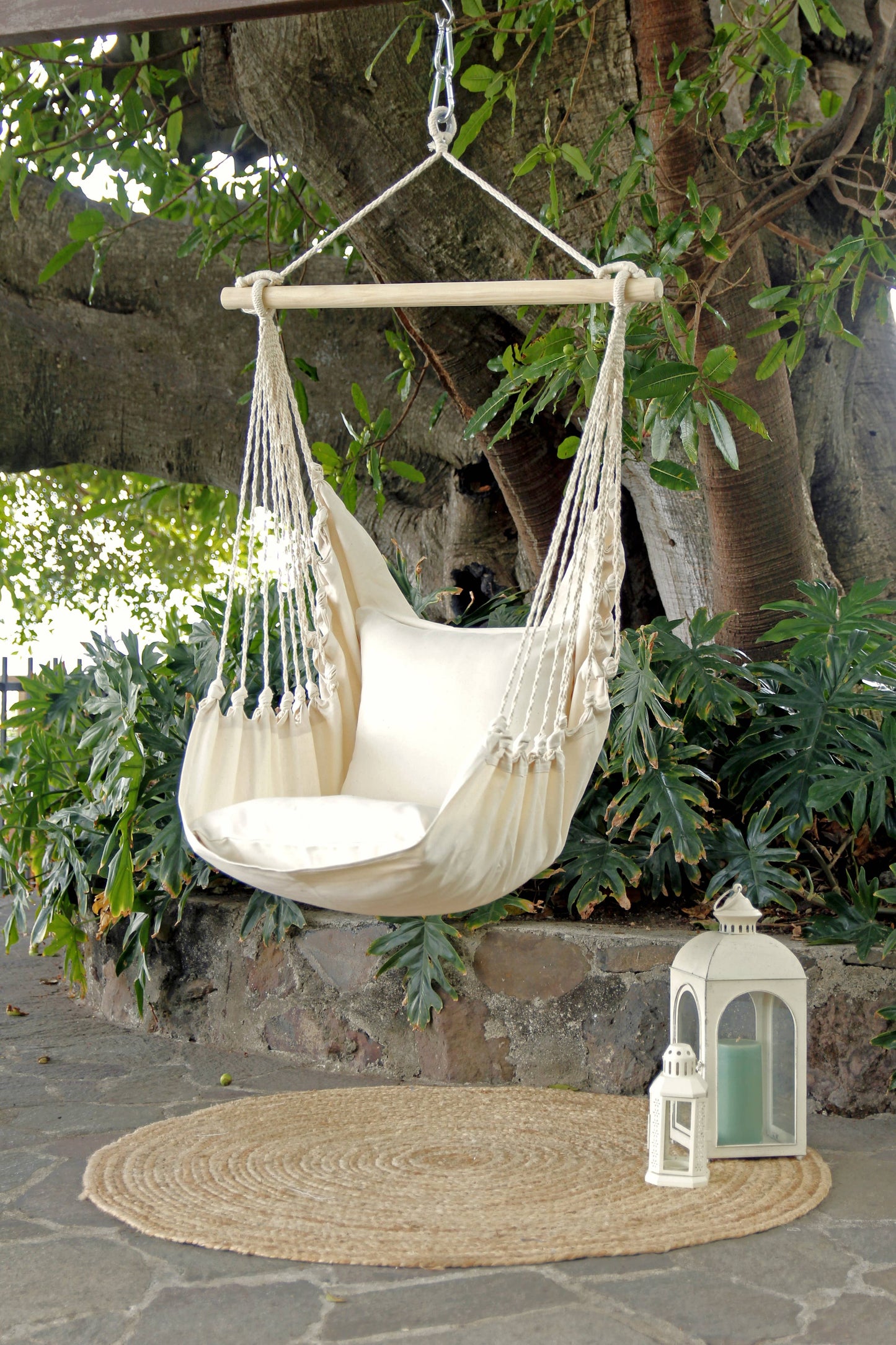 Small Hanging Hammock Swing Chair + 2 Pillow Covers Set