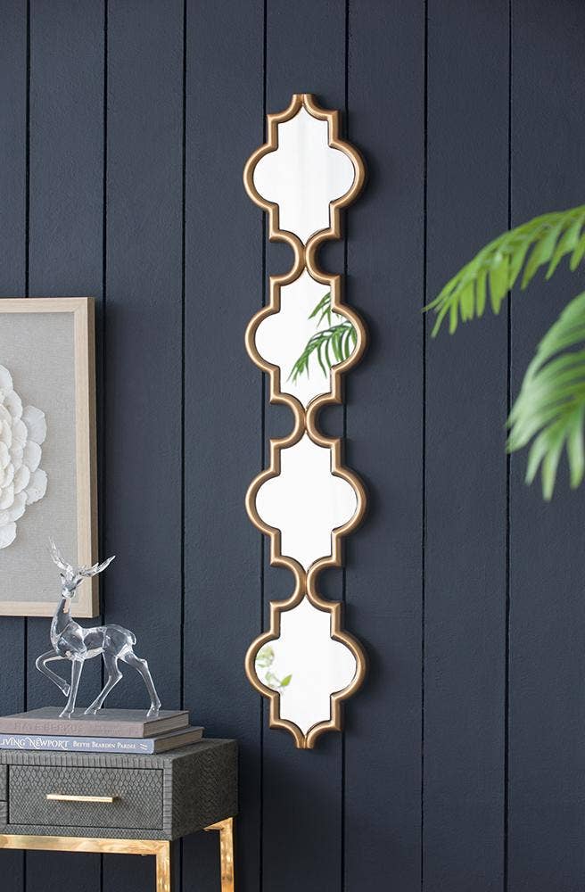 Gold Narrow Four Tiered Wall Mirror