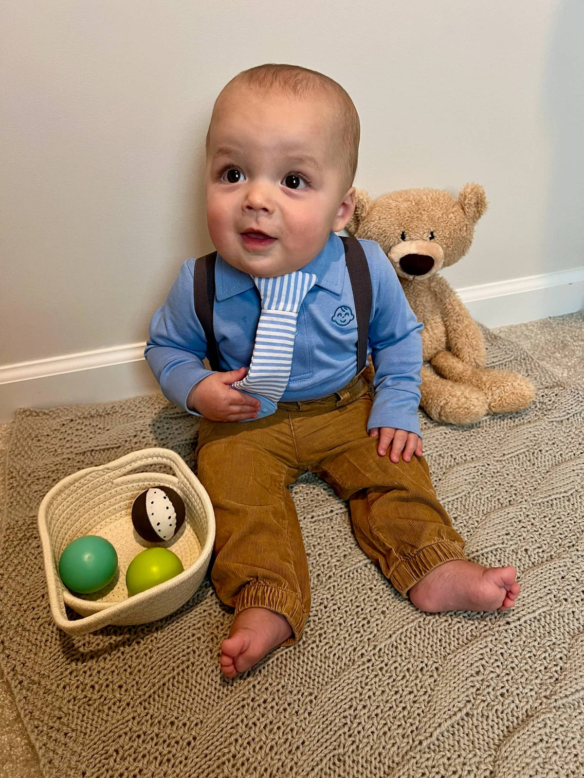 Collared Baby Boy Bodysuit, 100% Organic Cotton