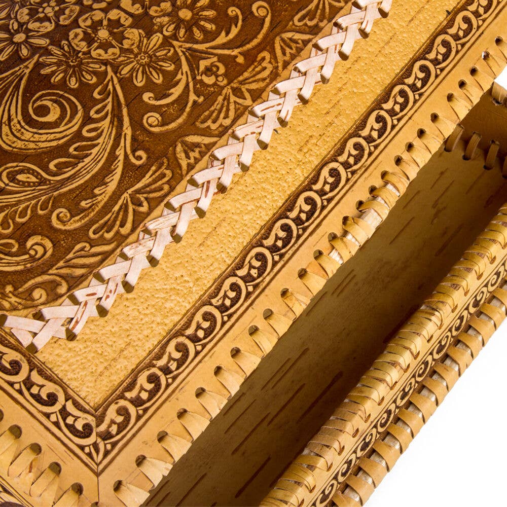Birch Bark Flower Ornamental Bread Box