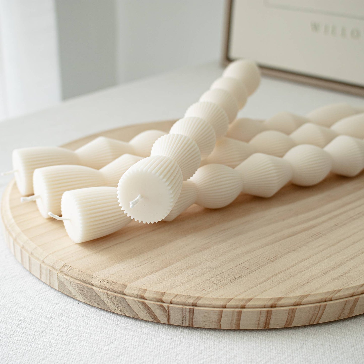 Ribbed Hourglass Taper Candles- Set of two